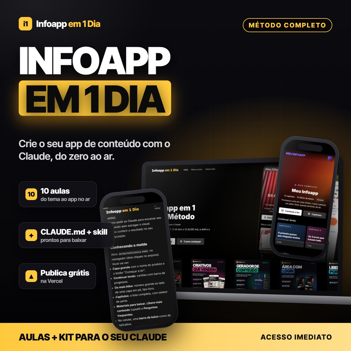 Infoapp em 1 Dia: método completo e kit para o Claude
